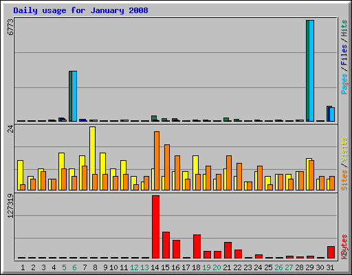 Daily usage for January 2008