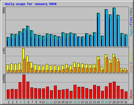Daily usage for January 2020