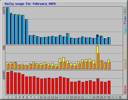 Daily usage for February 2025