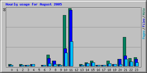 Hourly usage for August 2005